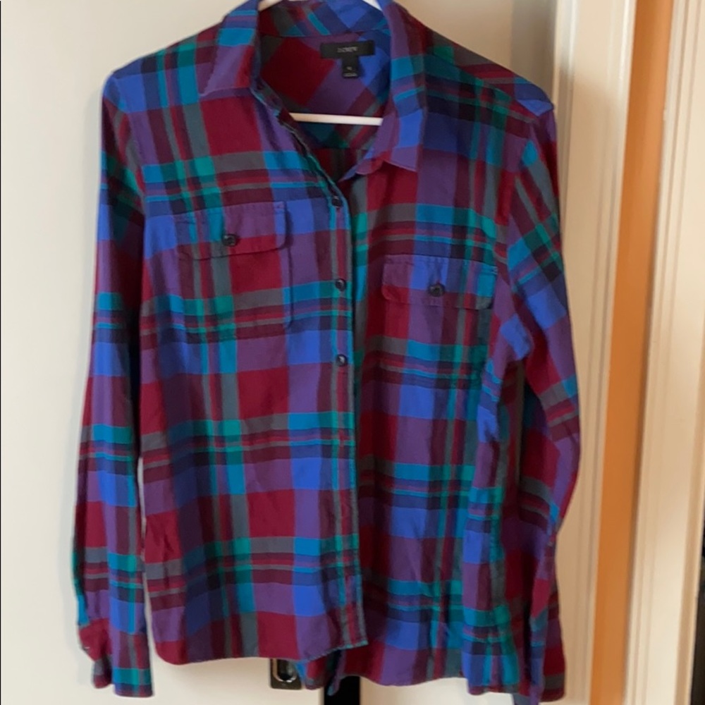 J Crew Button Down Long Sleeve Shirt Plaid 12